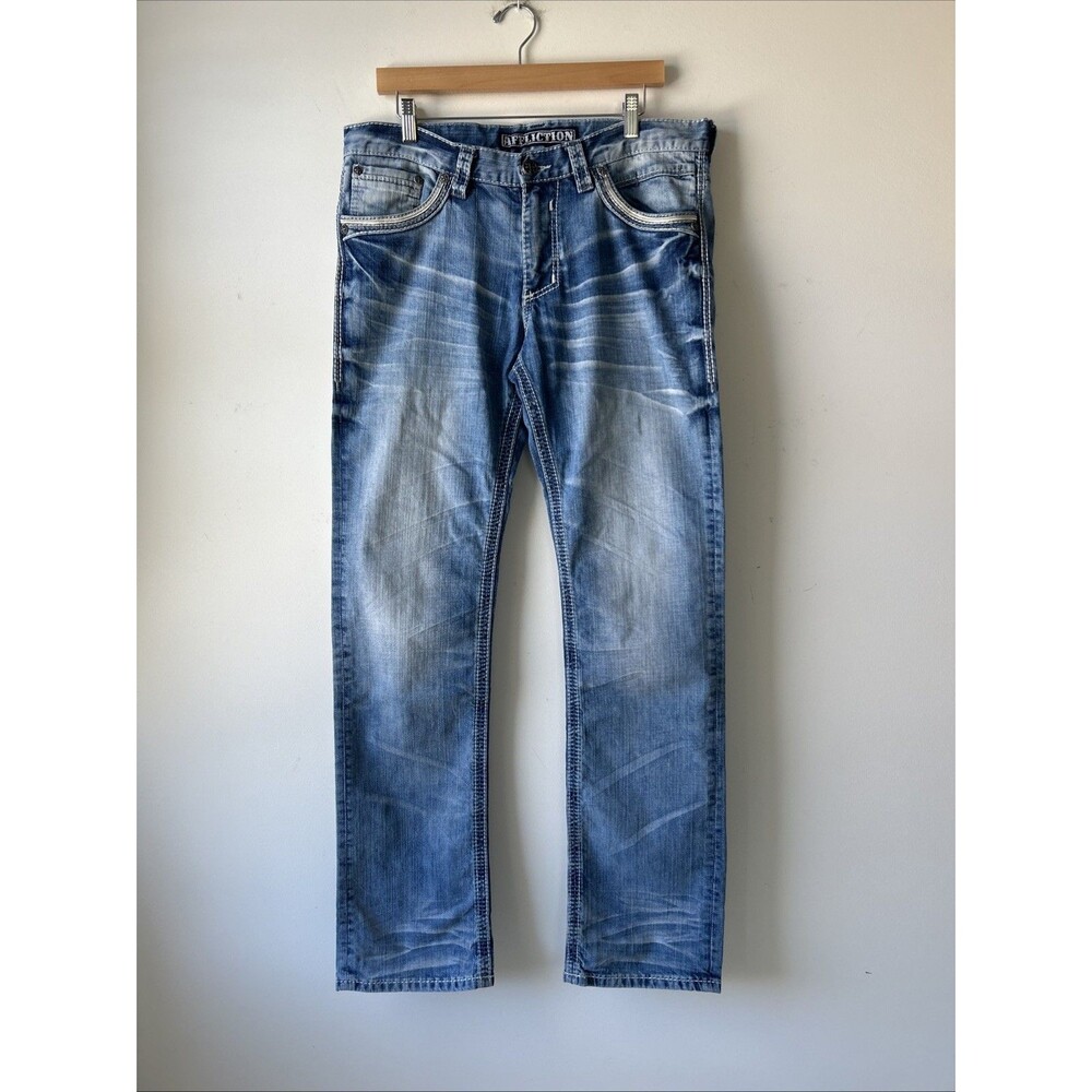 AFFLICTION ACE Standard Straight Leg Jeans Men’s 33x34 Cotton Y2K Grunge Edgy